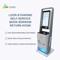 Kiosque de circulation de livres autoportant à écran tactile de 21,5 pouces avec lecteur de codes-barres, lecteur de cartes IC, scanner QR, HF, UHF, RFID et reconnaissance faciale