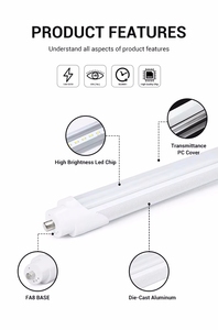 Cuerpo de aleación de aluminio de un solo pin grande 2,4 m, <span class=keywords><strong>tubo</strong></span> Led T8 de <span class=keywords><strong>36W</strong></span> de AC85-265V - Product Image 2