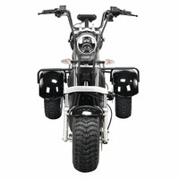 Tricycle électrique à 3 roues avec batterie au lithium 1500W 60V 12Ah, pneus larges, scooter Citycoco avec porte-bagages arrière, autonomie de 35-40 km, capacité de 200 kg
