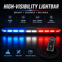 Barre lumineuse LED ultra-mince Senken avec sirène, haut-parleur et lumière stroboscopique d'avertissement pour véhicule d'urgence, camion, voiture, ambulance
