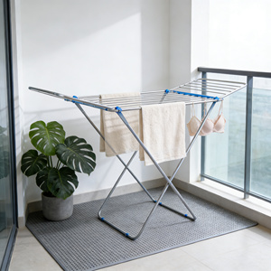 Séchoir à linge pliable à un seul niveau personnalisé, <span class=keywords><strong>grande</strong></span> taille, support métallique multifonctionnel pour vêtements et serviettes - Product Image 1