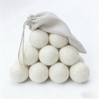 Lot de 6 balles de lavage en laine naturelle de 7 cm pour lave-linge et sèche-linge, réutilisables