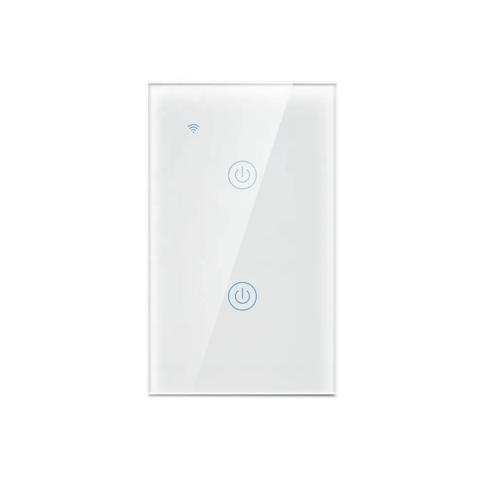 WiFi 2 Gangs Single Live Wire Touch Screen Light Switch Electrical Switch US 220V/2.4GHz Wi-fi Remote Switch Smart Home