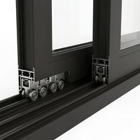 Porte coulissante en verre ultra-mince du sol au plafond, avec six panneaux en maille, hauteur totale panoramique, cadre en aluminium trempé transparent