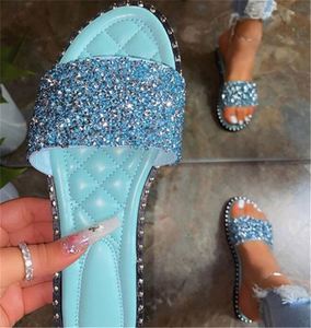 Sandales plates brillantes pour femmes, tongs d'été scintillantes, chaussures décontractées de plage - Product Image 4