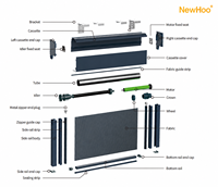 WR86-95 Newhoo - Persianas enrollables eléctricas modernas de 2,5 m x 3 m para interiores, con cremallera y resistentes al viento, para balcón