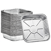 Barquettes jetables en aluminium PUSHUN SPL-205A 8x8 pouces, récipients rectangulaires de 8 pouces avec couvercle en plastique, écologiques, qualité alimentaire, pour la cuisson
