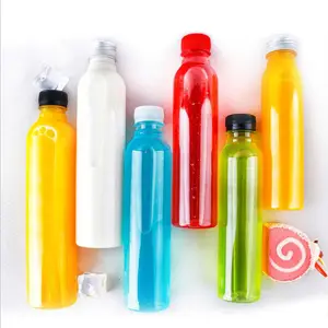 Pabrik 8oz 12oz 16oz plastik botol minuman wadah Juicer dengan sekrup tutup jus botol PET