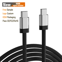 Neuerscheinung 3ft 1M 48 Nylon Geflochtenes USB-C 60W 3A Schnellladekabel mit ABS-Gehäuse für Kamera