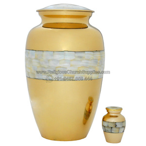Human Cremation Brass Adult Keepsake Urn with Mother of Pearl Urn Funeral Supplies Adult Cremation Urns - Product Image 2