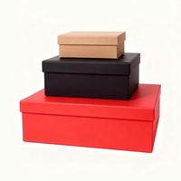 Ensemble de boîtes cadeaux de luxe personnalisées à base de carton auto-assemblable avec couvercle orange, doublure en éponge, sac en papier, laminage mat, gaufrage, impression dorée