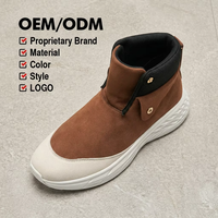 Bottes unisexe tendance 2026 en daim marron avec bouton métallique décoratif, chaussure mode couleur terre, légère, antidérapante, mi-mollet
