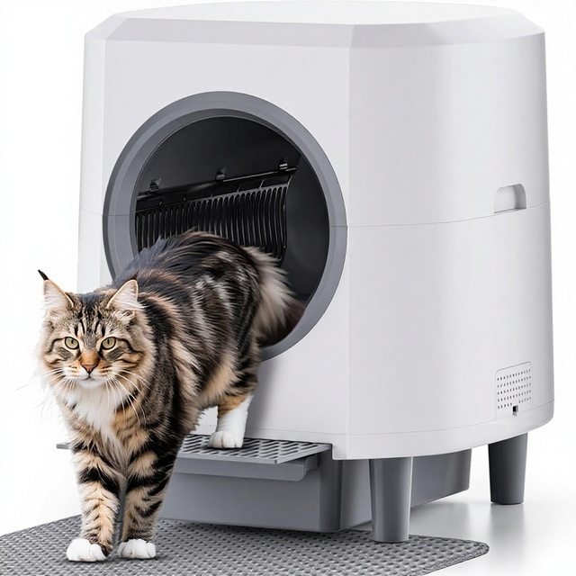 Automatic Self-Cleaning Litter Box Odor Control 80L Large Capacity APP Control Safety Sensor ABS Material Multiple Cats