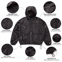 Veste coupe-vent technique surdimensionnée de qualité supérieure pour homme, légère, utilitaire, pour l'extérieur, avec capuche et poche, style streetwear