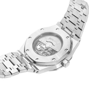 นาฬิกาข้อมือผู้ชายคุณภาพสูง ระบบจักรกล Miyota ตัวเรือนสีเงิน แสดงผลแบบอนาล็อก พร้อมปฏิทิน ระบบอัตโนมัติ สายสแตนเลส กระจกแซฟไฟร์ กันน้ำ 5BAR - Product Image 5