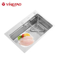 Évier de cuisine YINGTAO en acier inoxydable poli, sur mesure, épais, contemporain, à encastrer, à cuve unique, garantie 5 ans