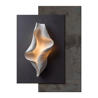 Tableau Décoratif Minimaliste Noir et Blanc et Gris de Salon, Peinture Murale de Fond avec Éclairage LED et Effet Tridimensionnel