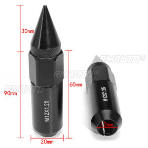 20 pièces d'écrous de roue de voiture en aluminium M12X1.25 avec pointes de 60 mm, allongés, Tuner, bleu/rouge/noir - Product Image 6