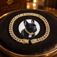 Collier pour chien en alliage massif de 12 mm de large, style cubain, accessoires de mode de luxe, écologique, réglable