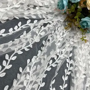 DIY White Embroidered Lace Fabric Boho Fabric Eyelet Embossed Jacquard for Pillow