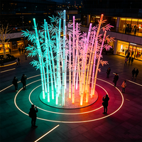 Escultura LED de Bambú Simulado, Luz de Paisaje de Estilo Oriental Luminosa RGB, Luz Comercial para Exteriores con Clasificación IP65 y Control Remoto