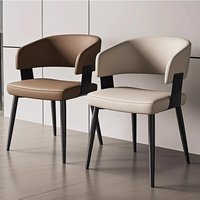 Chaise de salle à manger rembourrée de style italien minimaliste, luxe léger, nordique moderne, avec accoudoirs en acier et mousse haute élasticité pour restaurant