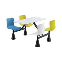 Table de restaurant moderne en marbre avec 4 chaises pour cantines scolaires, universitaires et hospitalières - Étanche, durable, écologique, facile à nettoyer