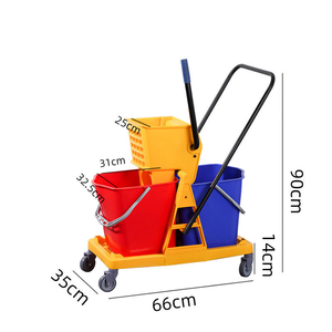 Chariot <span class=keywords><strong>de</strong></span> nettoyage mobile pour hôtels, commerces, avec essoreuse <span class=keywords><strong>à</strong></span> serpillière manuelle, roues silencieuses en plastique épais, pour restaurants, magasins - Product Image 4