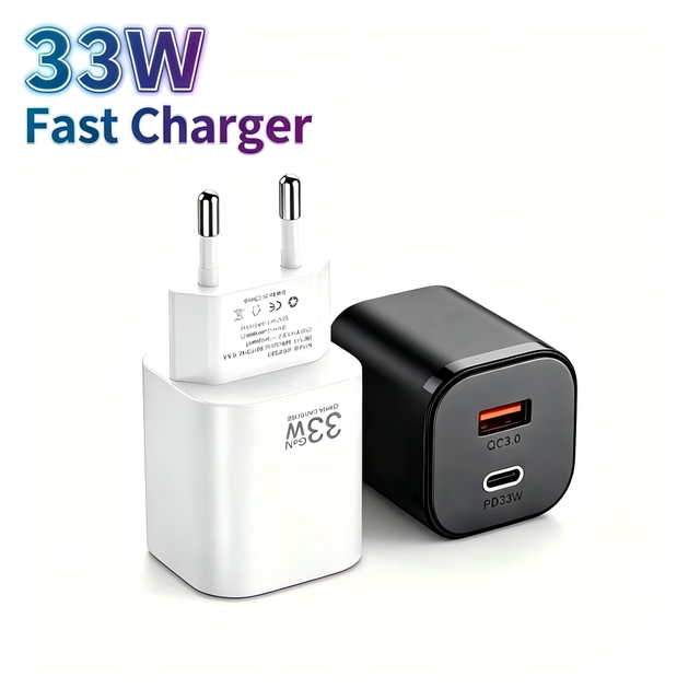 33W Super Fast Charging Phone Charger Fast Dual Port PD 33W QC3.0 Wall Adapter for Phone