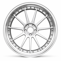 Jantes de voiture en alliage d'aluminium forgées sur mesure, à 10 rayons, finition argent poli, face brossée, lèvre chromée, pour voiture de tourisme