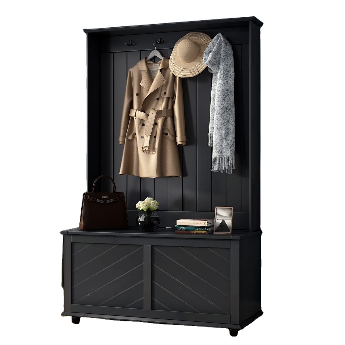 Современный простой стиль, деревянная вешалка для пальто, мебель для гостиной, шкаф для пальто черного цвета