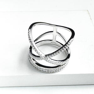 Wholesale Price Wedding Band <strong>Ring</strong> for Women <strong>X</strong> Crisscross 925 Sterling Silver Zircon Moissanite Iced Out Pinky <strong>Ring</strong> Fine Jewelry - Product Image 2