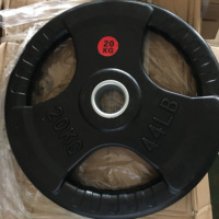 Disque de musculation en fonte avec revêtement en caoutchouc, triple poignée, trou de 2 pouces pour la musculation, le fitness et l'entraînement en salle de sport