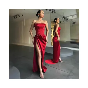 新款时尚派对俱乐部性感红色连衣裙落地式女装晚装优雅派对装