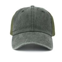 Casquette de baseball d'extérieur transfrontalière en coton lavé et tissu mesh respirant, 6 panneaux, réglable, avec logo personnalisé brodé et impression