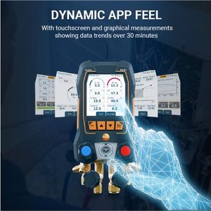 Testo 558s AC Manifold <b>Gauge</b> Set-HVAC 2X 115i Pipe-Clamp Thermometer 1x552i Vacuum Probe 4 Hoses 4-Way USB-C for - Product Image 5