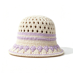 Women Hand Embroidery Striped Bucket <b>Hat</b> Hollow Heart Decor Wide Brim Summer Sun <b>Hat</b> Beach Travel Casual Outdoor Fishing - Product Image 3