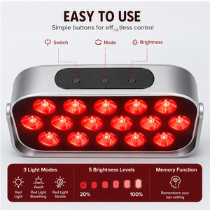 Panel de Terapia de Luz Roja Portátil, 13 LED, Recargable, Cuerpo de Aleación de Aluminio, para Rostro y Cuerpo, Uso Doméstico - Product Image 1