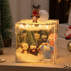 Nueva Lámpara de Espejo con Luces Navideñas, Decoración de Mesa para el Hogar, Cubo Mágico Navideño, Luz Nocturna Transparente, Decoración con Luz de Santa Claus y Nieve - Product Image 3