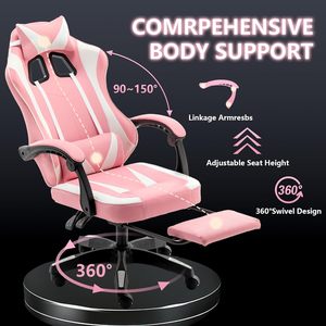 Hochwertige rosa Gaming Stuhl <span class=keywords><strong>Massage</strong></span> faltbare Eigenschaften Liegende niedrige billige Nylon basis PC Bürostuhl Mädchen Beliebte <span class=keywords><strong>Pakistan</strong></span> - Product Image 2