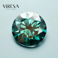 Pierre de Moissanite Colorée Ronde Certifiée, Tailles 3-8mm, 0.1-2.0 CT, Passe le Testeur de Diamant pour la Fabrication de Bijoux