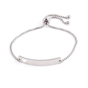 Chain Bracelets Top Sell 18K Gold Plated Stainless Steel Adjustable Chain Slider Bracelets With Curve Rectangle Bar