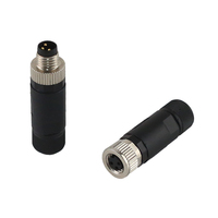 Connecteur de capteur IP67 à filetage, code A/B/D, angle droit, vis, coque en plastique, prise de câble, prise M8, 3 broches, 4 broches, cuivre