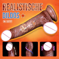 Gode Réaliste Télescopique Vibrant Pénétrant avec Succion et Chauffage, Télécommande pour Masturbation Féminine