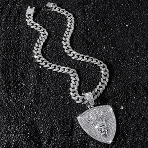 Personalization Simple Design Shine Alloy Shield Lion Head <b>Animal</b> Pendant Necklace Hiphop Mens Necklace Wholesale Jewelry Trendy - Product Image 3