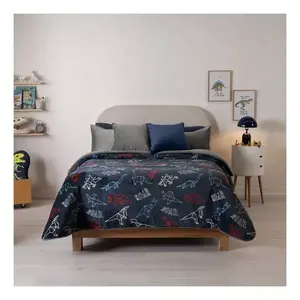 Couverture d'hiver double ou simple Jurassic XL, imprimé dinosaure, réversible, noire, pour adulte, rectangulaire - Product Image 4