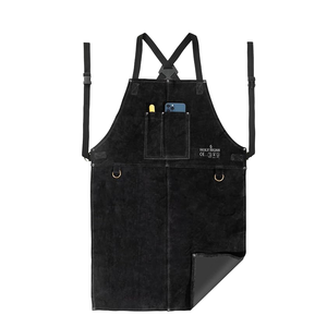 Delantal de Soldador de Cuero Serraje Negro, Anticorte, Ignífugo, Resistente a Salpicaduras, Resistente al Calor y a las Llamas, de Alta Resistencia, Holy Signs International - Product Image 1