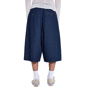 Pantalones Cortos de Mezclilla a Rayas de Estilo Holgado para Hombre, Fabricante Personalizado OEM, Venta al por Mayor, Bermuda de Verano a Rayas, Jorts - Product Image 2