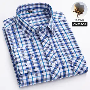 OEM/ODM camisas hombre a cuadros manga larga personalizado formal cuello vuelto hilo teñido Alta Calidad Algodón hombres camisa a cuadros