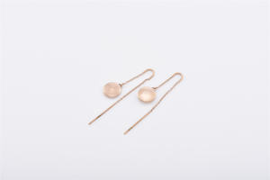 เครื่องประดับโรสโกลด์ต่างหูห้อยแบบเรียบง่ายต่างหูโรสโกลด์แผ่นดิสก์คู่ - Product Image 3